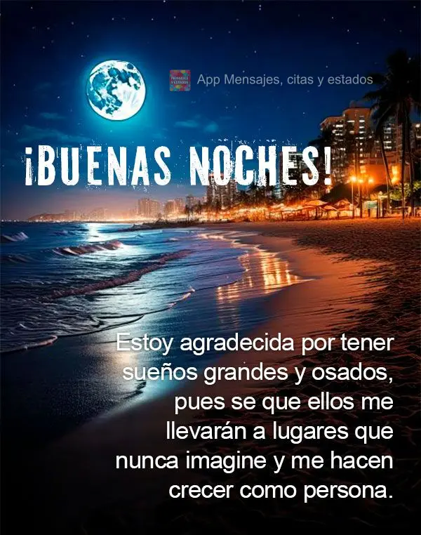 Sou grato por ter sonhos grandes e ousados, pois sei que são eles que me levam a lugares que nunca imaginei e me fazem crescer como pessoa. Boa noite!...