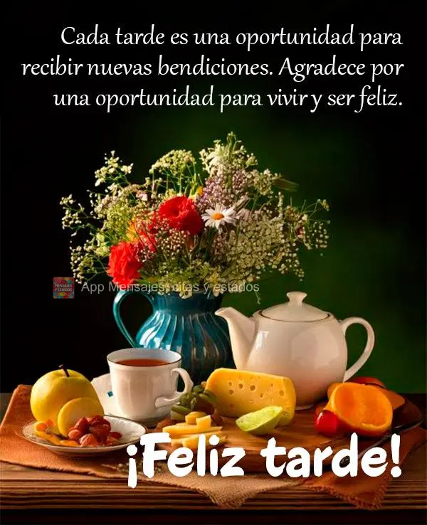 Cada tarde é uma oportunidade para receber novas bênçãos. Agradeça por mais uma chance de viver e ser feliz. Boa tarde!