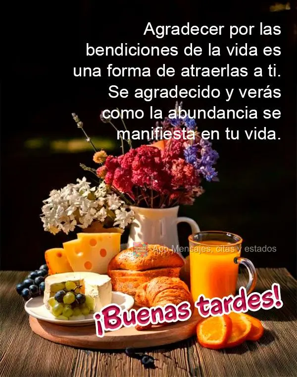 Agradecer por las bendiciones de la vida es una forma de atraerlas a ti. Se agradecido y verás como la abundancia se manifiesta en tu vida.  ¡Buenas ta...