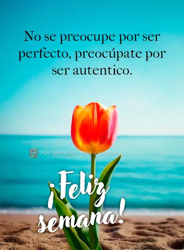 Não se preocupe em ser perfeito, preocupe-se em ser autêntico. Boa Semana!
