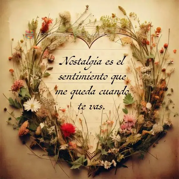 Nostalgia es el sentimiento que me queda cuando te vas.