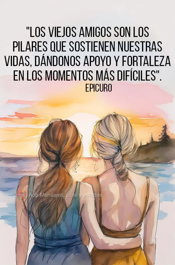 "Los viejos amigos son los pilares que sostienen nuestras vidas, dándonos apoyo y fortaleza en los momentos más difíciles". Epicuro