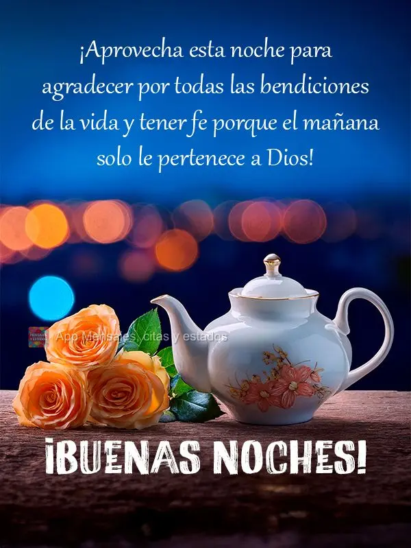 Aproveite esta noite para agradecer por todas as bênçãos da vida e tenha fé porque o amanhã só pertence a Deus!  Boa noite!