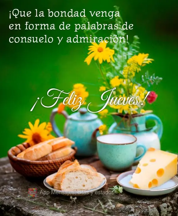 ¡Que la bondad venga en forma de palabras de consuelo y admiración! ¡Feliz jueves!