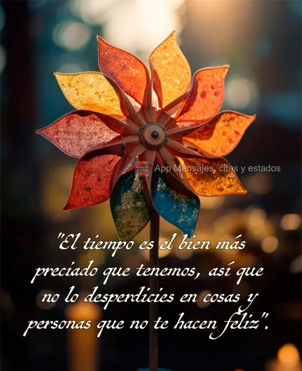 "O tempo é o bem mais precioso que temos, por isso, não o desperdice com coisas e pessoas que não te fazem feliz."