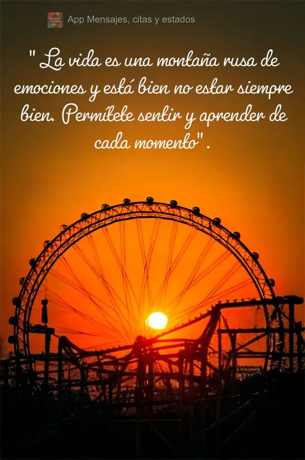 "A vida é uma montanha russa de emoções, e está tudo bem não estar sempre bem. Permita-se sentir e aprender com cada momento."
