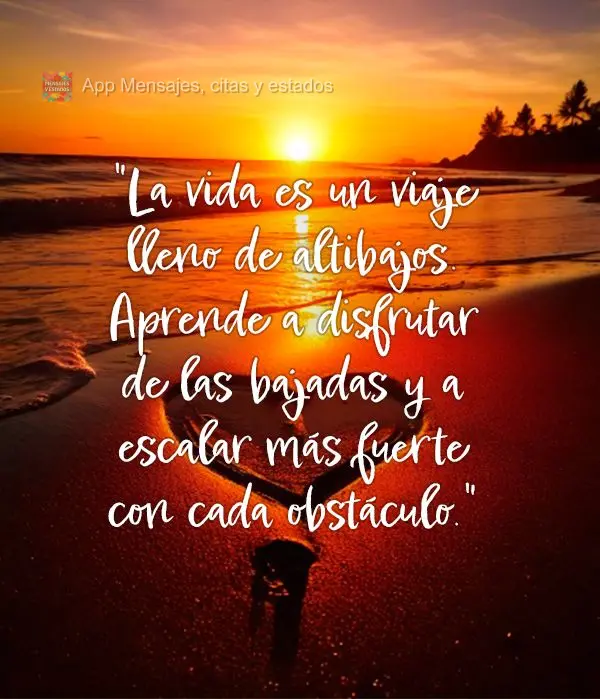 "La vida es un viaje lleno de altibajos. Aprende a disfrutar de las bajadas y a escalar más fuerte con cada obstáculo."