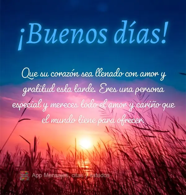 Que seu coração seja preenchido de amor e gratidão nessa tarde. Você é uma pessoa especial e merece todo o amor e carinho que o mundo tem a oferecer...