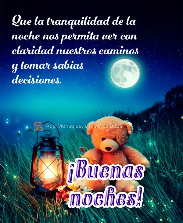 Que a tranquilidade da noite nos permita enxergar com clareza nossos caminhos e tomar decisões sábias. Boa noite!