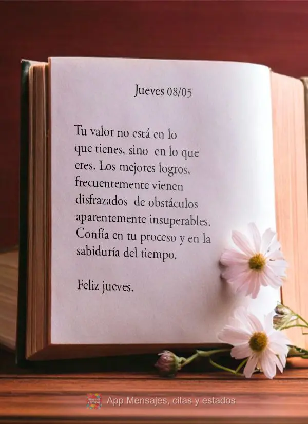 Tu valor no está en lo que tienes, sino  en lo que eres. Los mejores logros, frecuentemente vienen disfrazados  de obstáculos aparentemente insuperable...