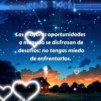 As maiores oportunidades muitas vezes se disfarçam de desafios - não tenha medo de enfrentá-los. Que Deus abençoe a sua noite! Boa noite!