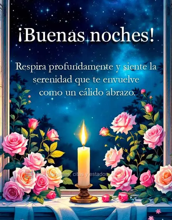 Respire fundo e sinta a serenidade envolvendo você como um abraço caloroso. Boa noite!