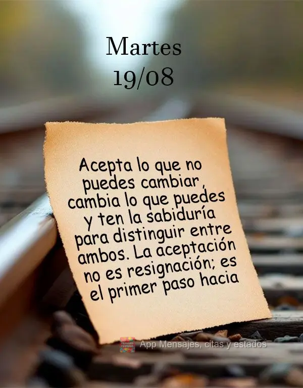 Aceite o que não pode mudar, mude o que pode e tenha sabedoria para distinguir entre os dois. A aceitação não é resignação, é o primeiro passo pa...