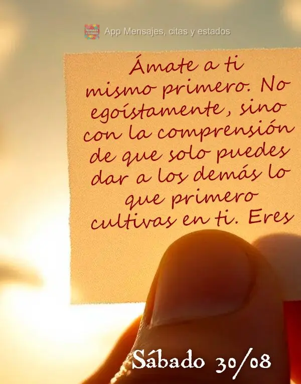 Ame-se primeiro. Não de forma egoísta, mas com a compreensão de que você só pode dar aos outros o que primeiro cultiva em si mesmo. Você é digno d...