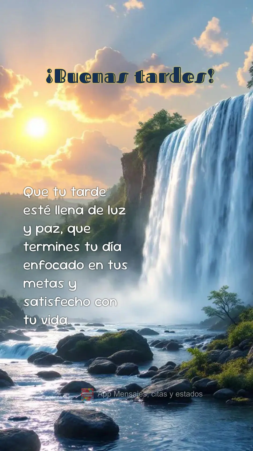 Que sua tarde seja repleta de luz e paz, que você consiga terminar seu dia com foco em seus objetivos e satisfeito pela sua vida. 
 Boa tarde!