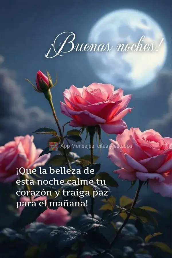 ¡Que la belleza de esta noche calme tu corazón y traiga paz para el mañana! ¡Buenas noches!