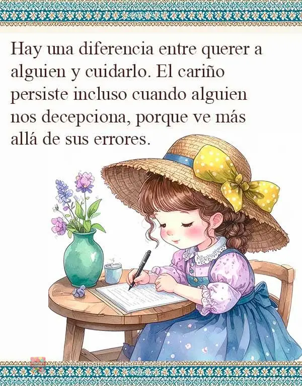 Hay una diferencia entre querer a alguien y cuidarlo. El cariño persiste incluso cuando alguien nos decepciona, porque ve más allá de sus errores.