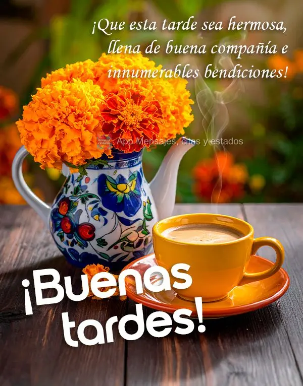 Que seja linda esta tarde junto de uma 
boa companhia e inúmeras bênçãos! Boa tarde!