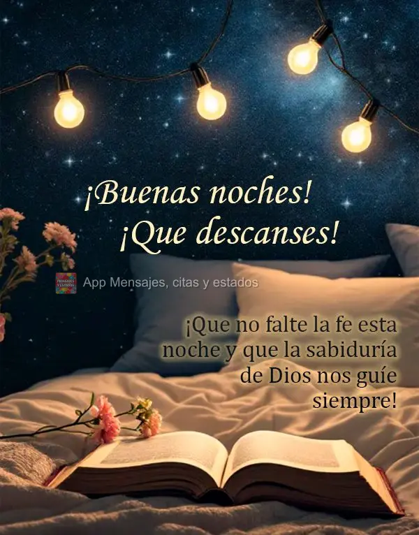 Que não falte fé nesta noite, e que a sabedoria de Deus esteja sempre nos guiando! Boa noite! Bom descanso!