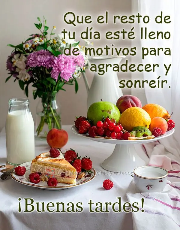 Que el resto de tu día esté lleno de motivos para agradecer y sonreír. ¡Buenas tardes!
