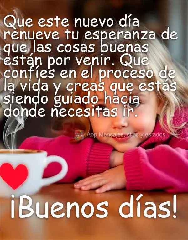 Que este novo dia renove sua esperança de que coisas boas ainda estão por vir. Que você confie no processo da vida e acredite que está sendo guiado p...