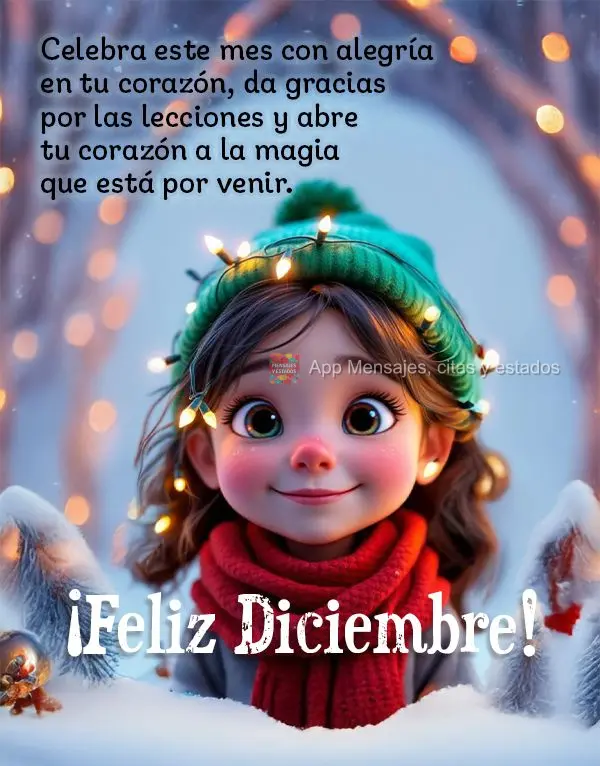 Celebre este mês com alegria no coração, agradeça pelas lições e abra seu coração 
para a magia que está por vir. Feliz Dezembro!