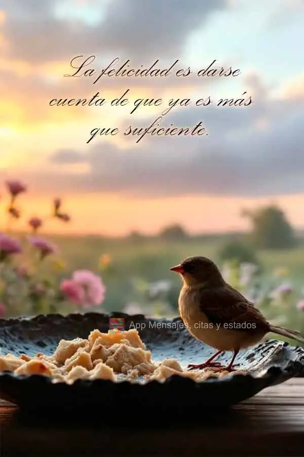 La felicidad es darse cuenta de que ya es más que suficiente.