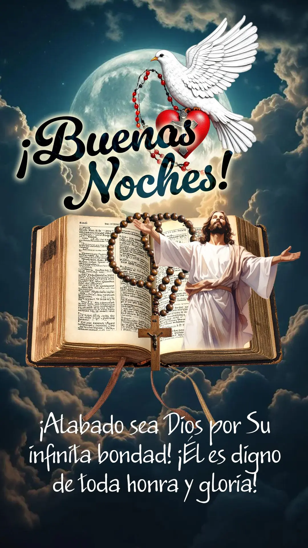 🌙✨ Boa noite! Louvado seja Deus pela Sua infinita bondade! Ele é digno de toda honra e glória! 🙌🕊️