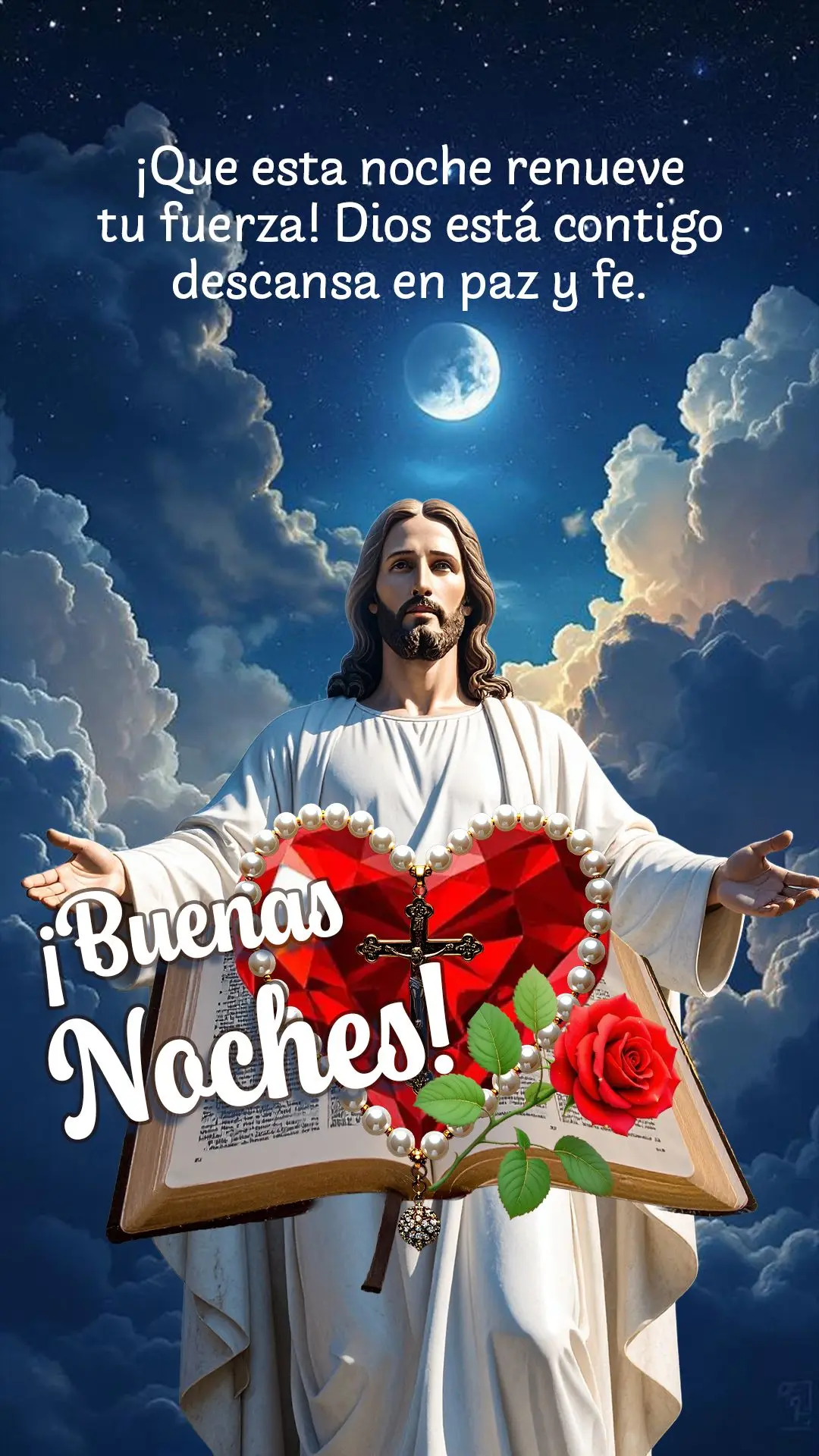 🌙 Que esta noite renove sua força! Deus está com você — descanse em paz e fé. Boa noite! 🙏✨