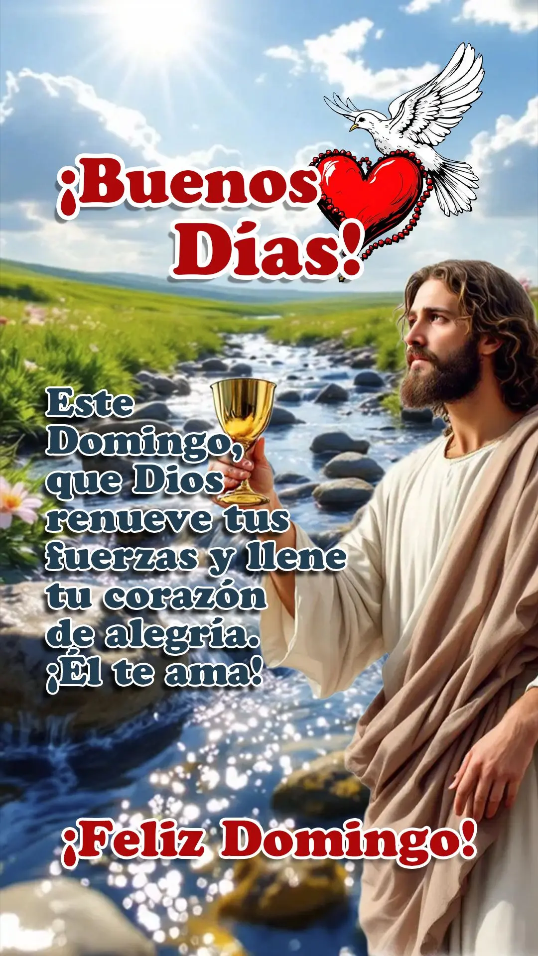 Bom dia! Neste domingo, que Deus renove suas forças e encha seu coração de alegria. Você é amado por Ele! 🌟🙏