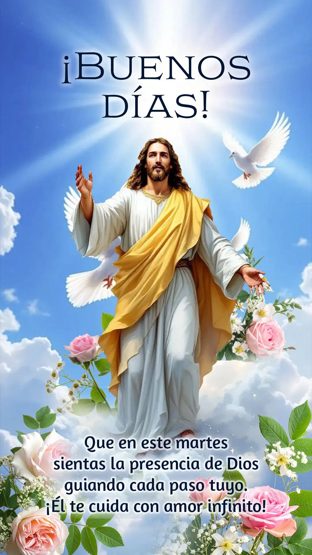 Bom dia! Que nesta terça-feira você sinta a presença de Deus guiando cada passo seu. Ele cuida de você com amor infinito! 🙏☀️

---
