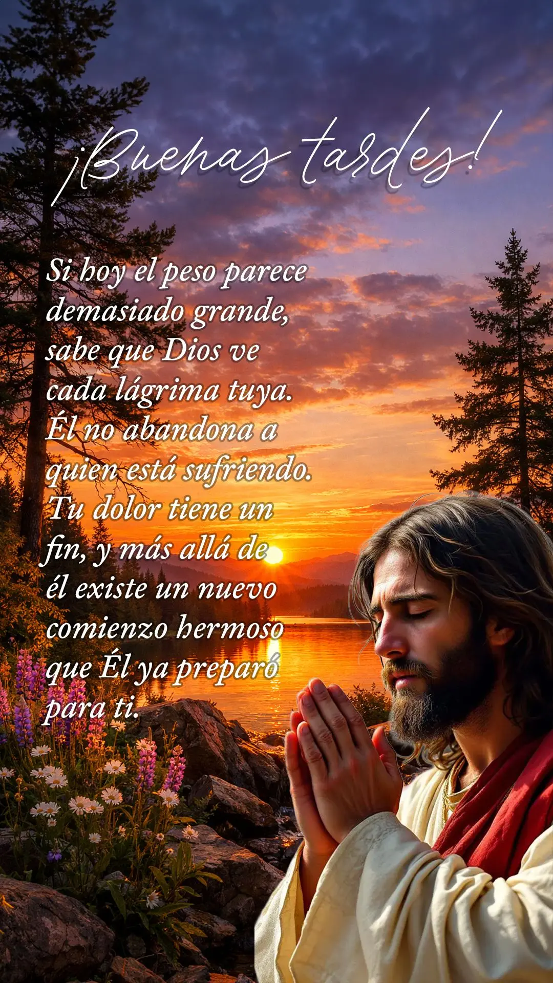 Boa tarde! Se hoje o peso parece grande demais, saiba que Deus vê cada lágrima sua. Ele não abandona quem está sofrendo. Sua dor tem um fim, e além ...