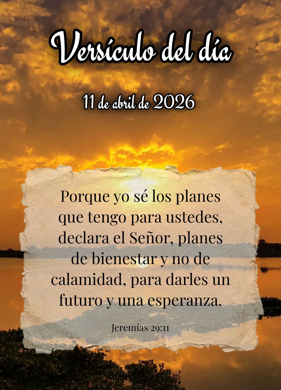 Porque eu bem sei os planos que tenho para vós, diz o Senhor; planos de paz e não de calamidade, para vos dar um futuro e uma esperança. Versículo do...