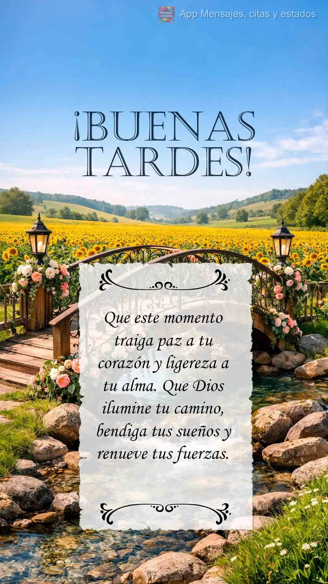 Que este momento traga paz ao seu coração e leveza à sua alma. Que Deus ilumine seus caminhos, abençoe seus sonhos e renove suas forças. Boa tarde!...