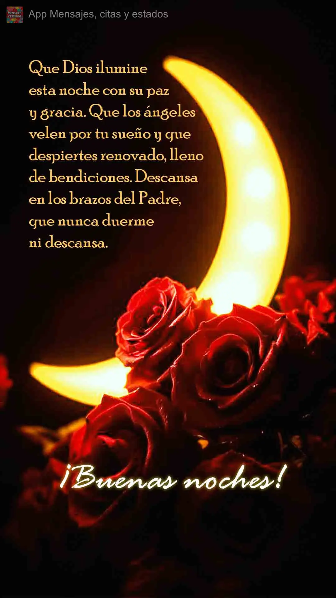 Que Deus ilumine esta noite com Sua paz e graça. Que os anjos guardem seu sono e que você acorde renovado, cheio de bênçãos. Descanse nos braços do...