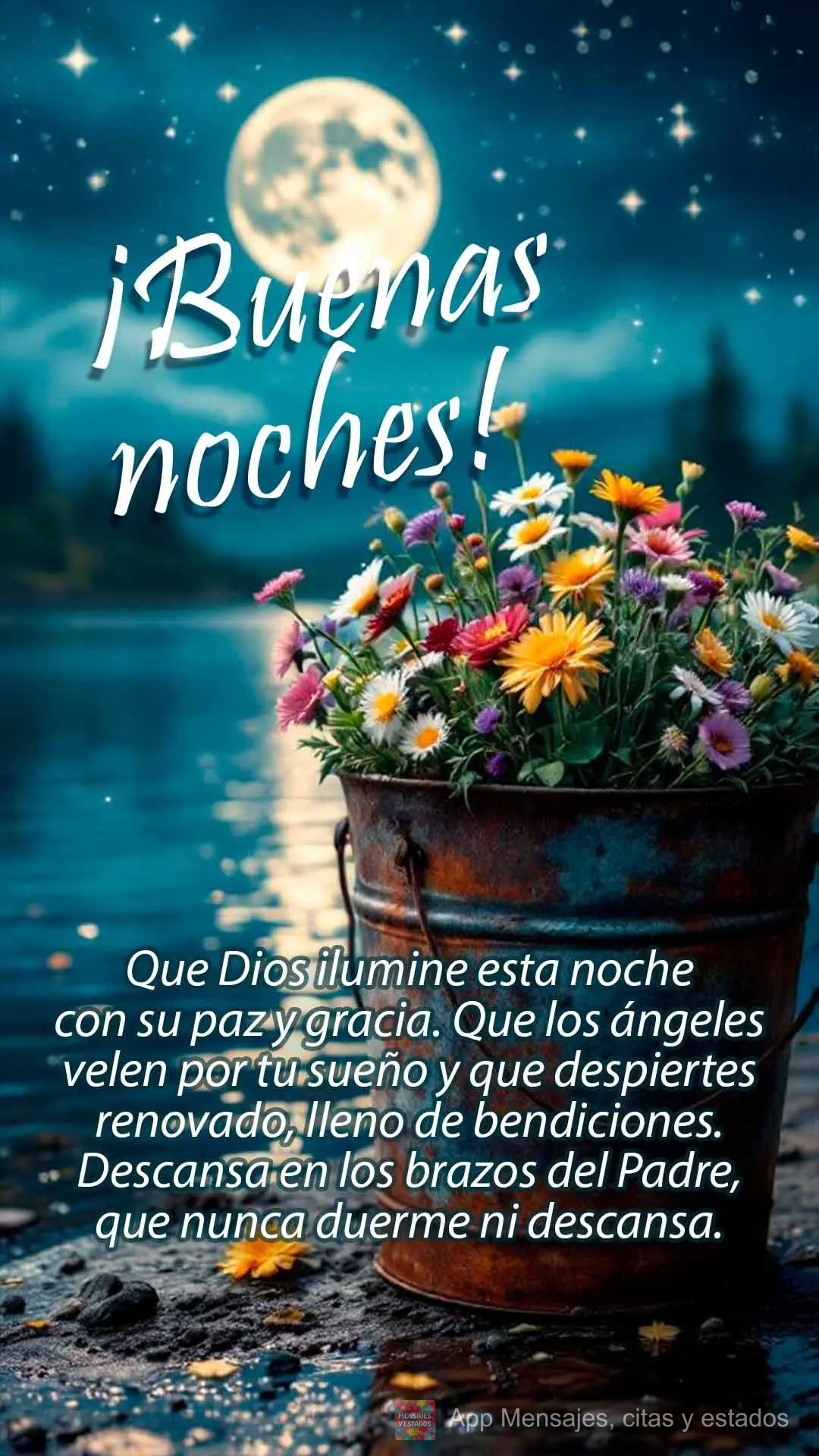 Que Deus ilumine esta noite com Sua paz e graça. Que os anjos guardem seu sono e que você acorde renovado, cheio de bênçãos. Descanse nos braços do...