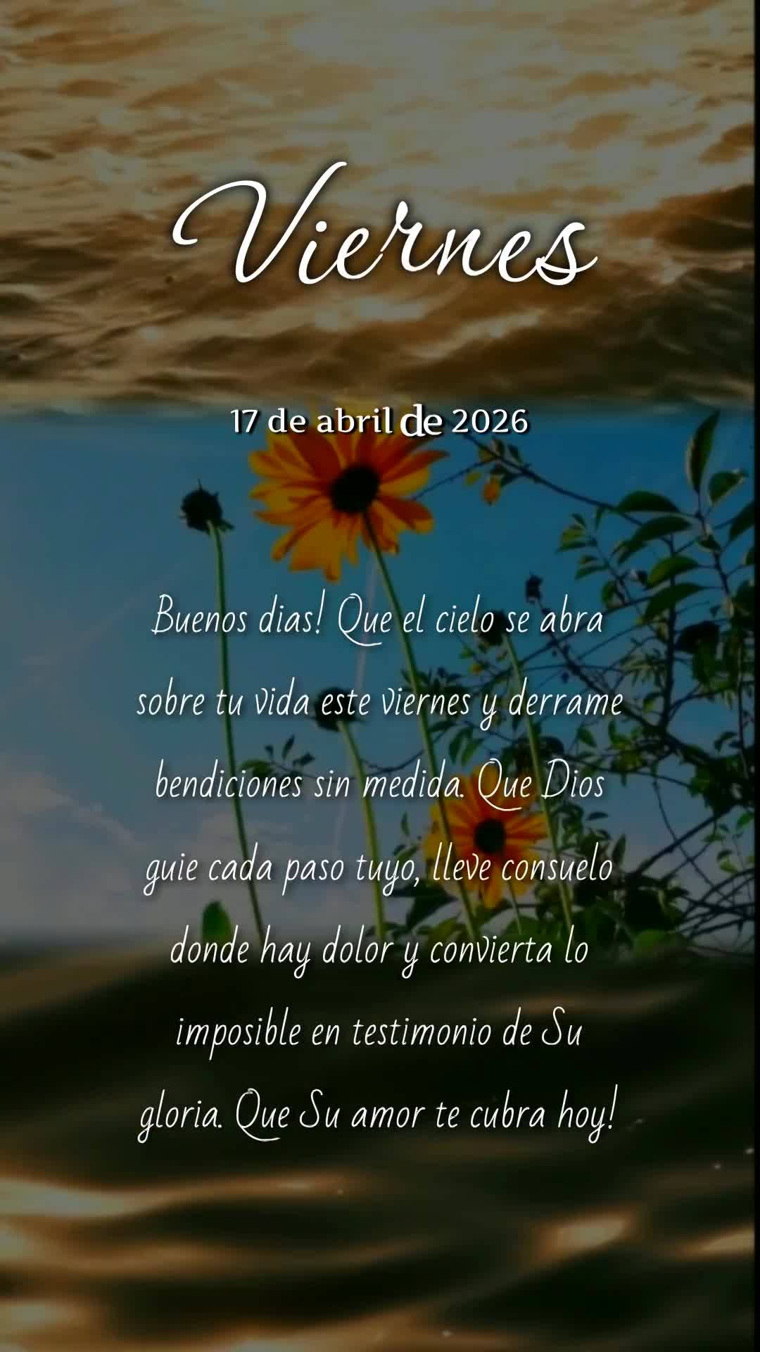 Bom dia! Que o céu se abra sobre sua vida nesta sexta-feira e derrame bênçãos sem medida. Que Deus guie cada passo seu, leve consolo onde há dor e t...