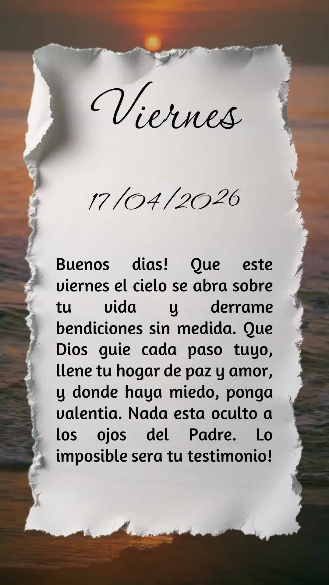 Bom dia! Que nesta sexta-feira o céu se abra sobre sua vida e derrame bênçãos sem medida. Que Deus guie cada passo seu, traga paz nas batalhas, conso...