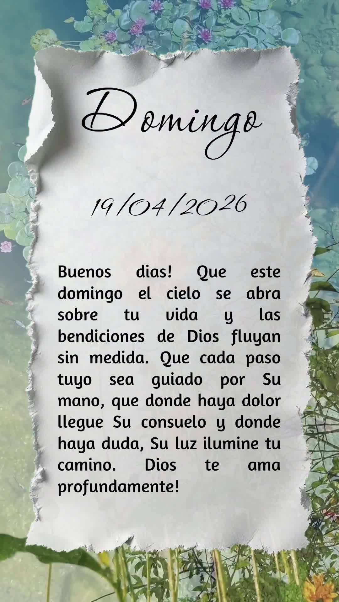 Bom dia! Que neste domingo o céu se abra sobre a sua vida e bênçãos sem medida desçam sobre você. Que Deus guie cada passo, traga paz no meio das b...