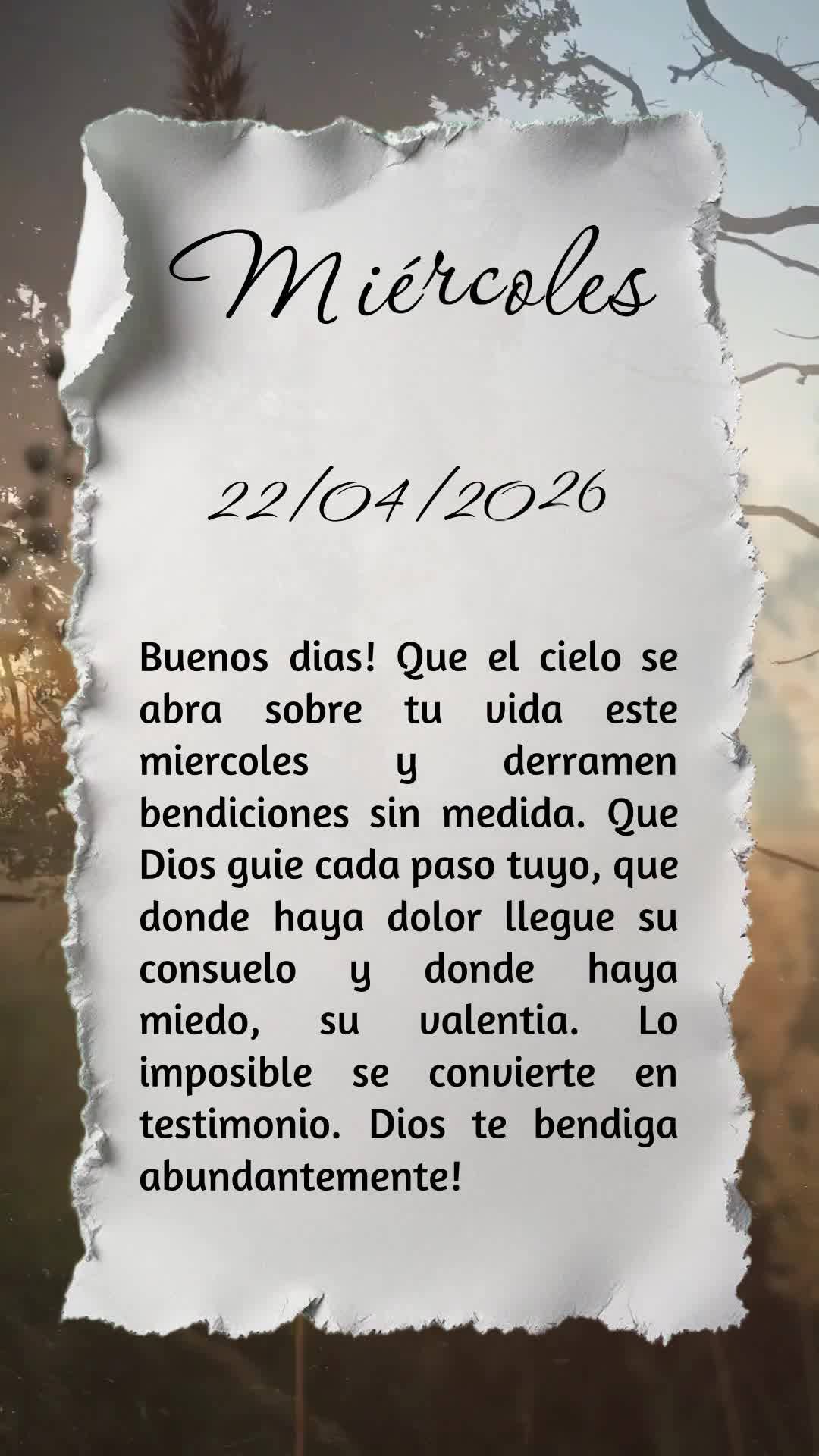 Bom dia! Que o céu se abra sobre sua vida nesta quarta e bênçãos desçam sem medida sobre você. Que Deus guie cada passo, transforme cada batalha em...