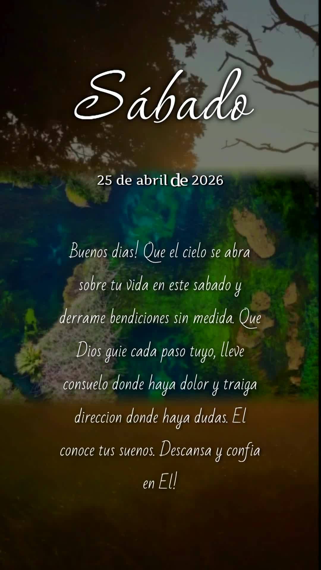 Bom dia! Que o céu se abra sobre sua vida neste sábado e derrame bênçãos sem medida. Que Deus guie cada passo seu, leve consolo onde houver dor e tr...