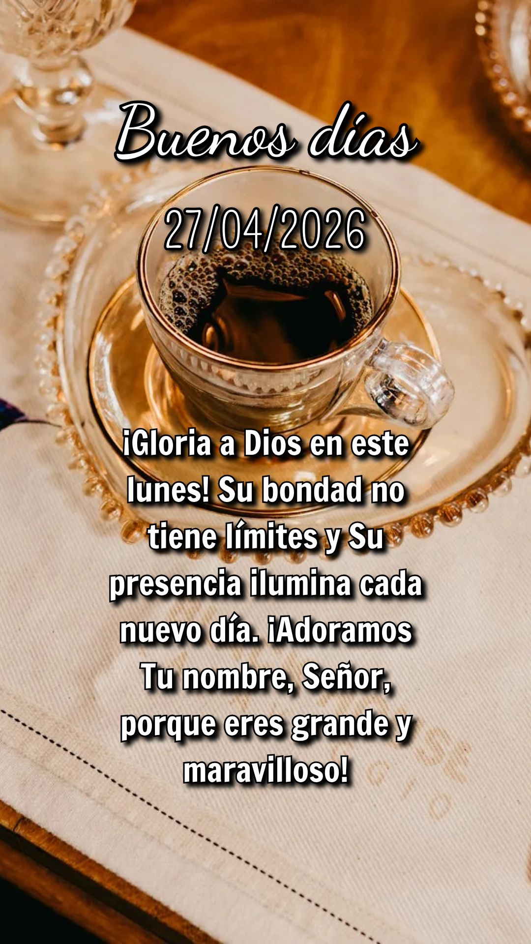 "O Senhor é meu pastor e nada me faltará." (Sl 23:1) Nesta segunda-feira, confie: Deus cuida de cada passo seu. Entregue a semana nas mãos Dele. Salmo...