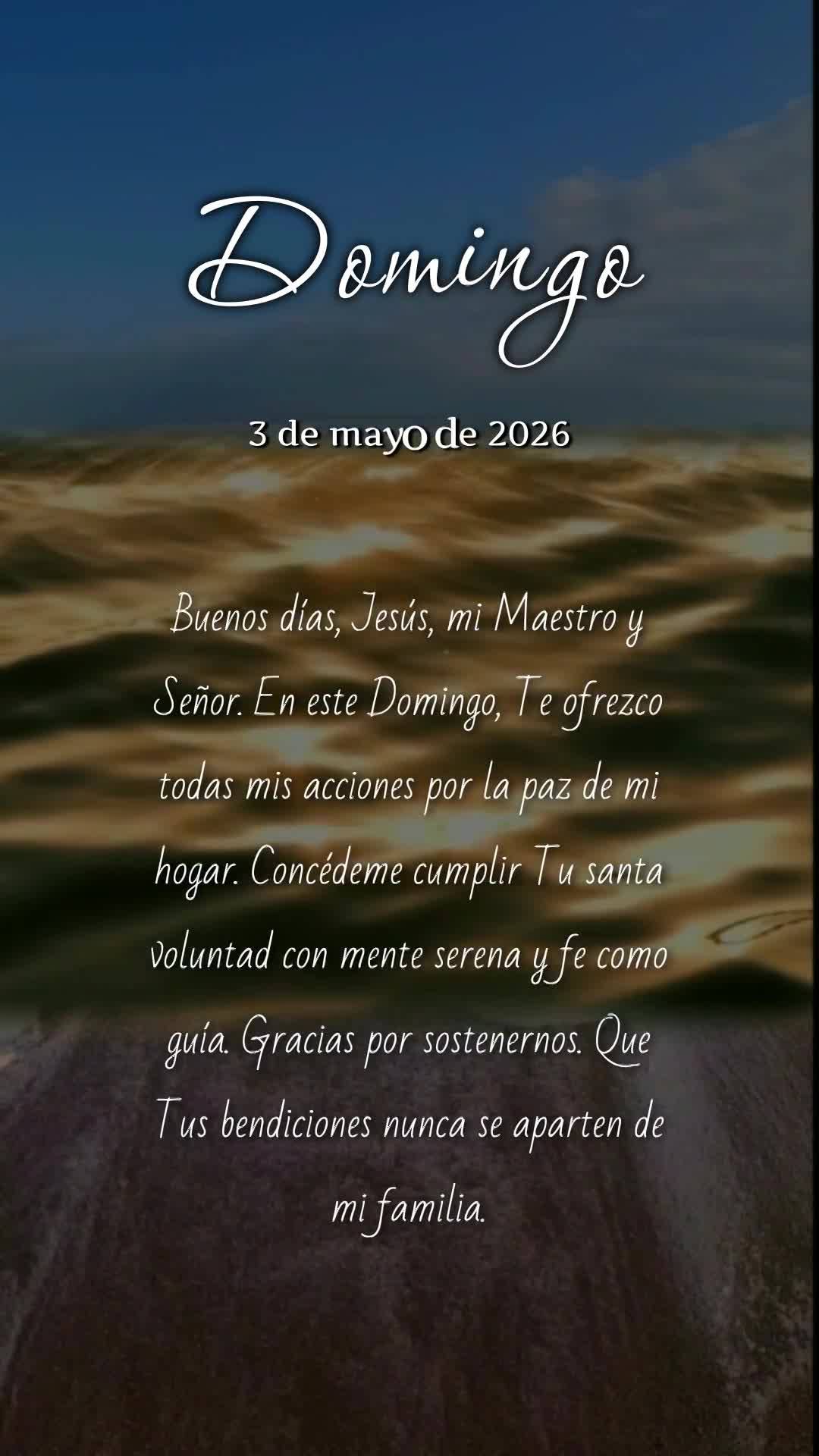 Bom dia, Jesus, meu Mestre e Senhor. Neste Domingo, ofereço-Te todas as minhas ações para a paz do meu lar. Concede-me cumprir Tua santa vontade, com ...