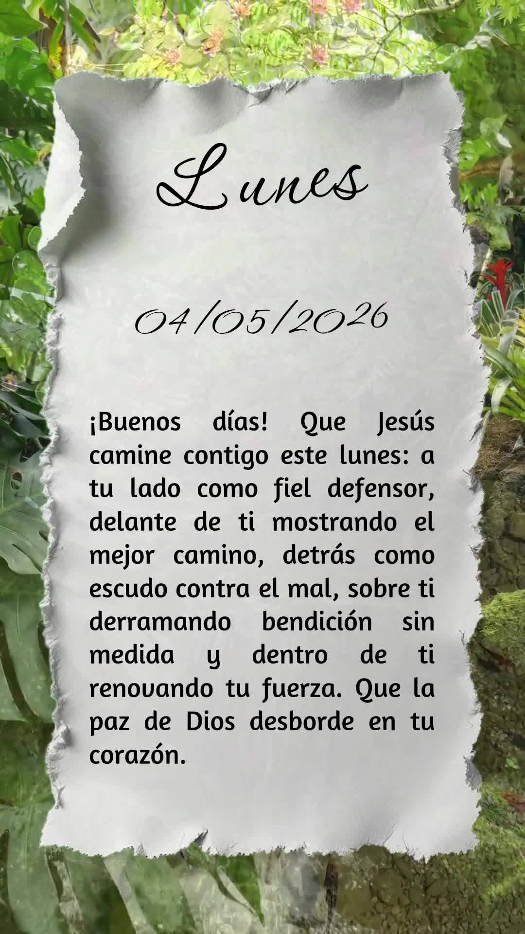 Bom dia! Que Jesus caminhe contigo nesta segunda-feira: ao teu lado como fiel defensor, à tua frente abrindo o melhor caminho, atrás de ti como escudo,...