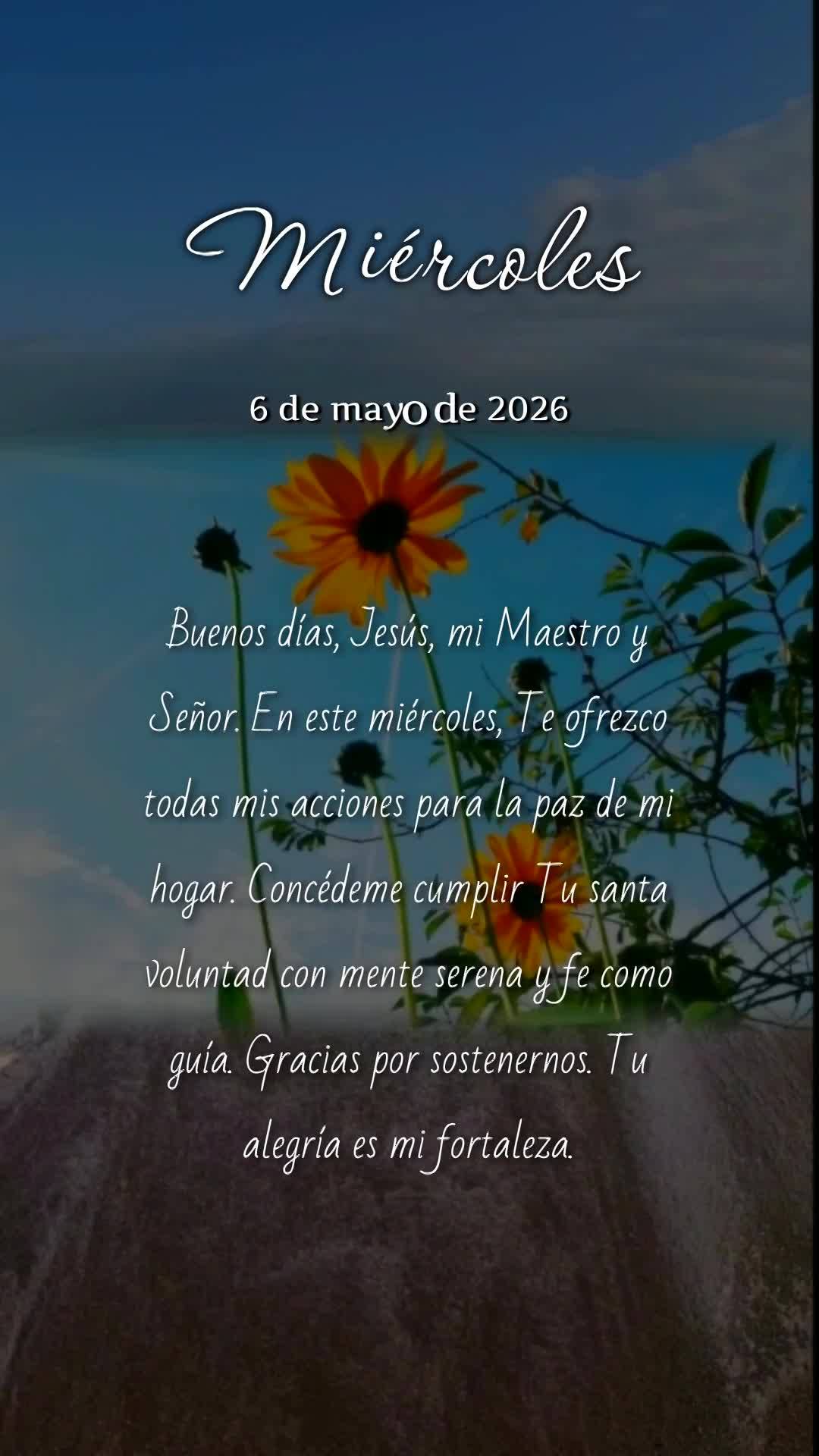 Bom dia, Jesus, meu Mestre e Senhor. Nesta quarta-feira, ofereço a Ti todas as minhas ações para a paz do meu lar. Concede-me cumprir Tua santa vontad...