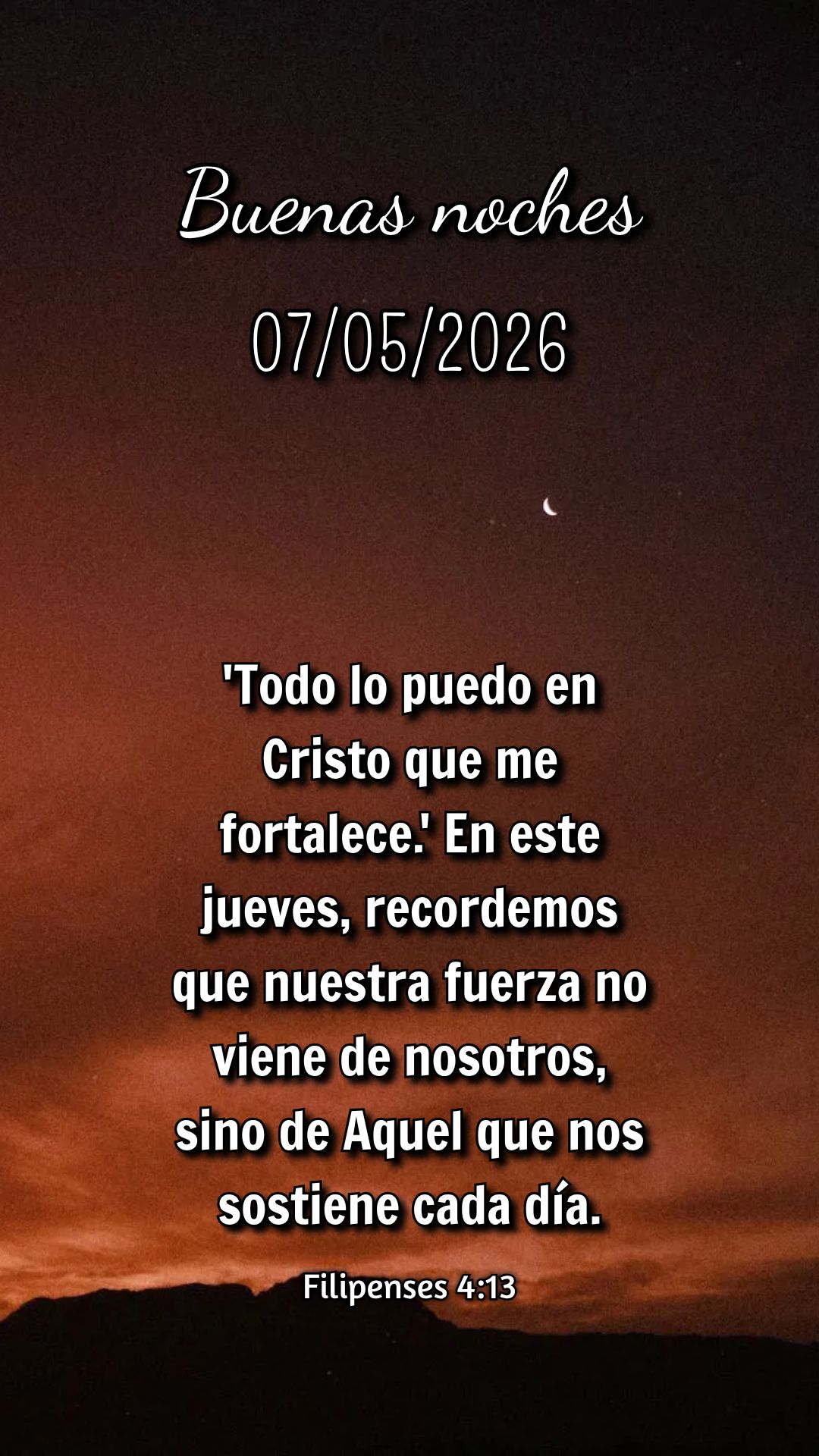 Senhor, nesta quinta-feira clamo por Tua força. Sou fraco, mas Tu és meu refúgio e fortaleza nos momentos de aflição. Sustenta-me! Salmos 46:1