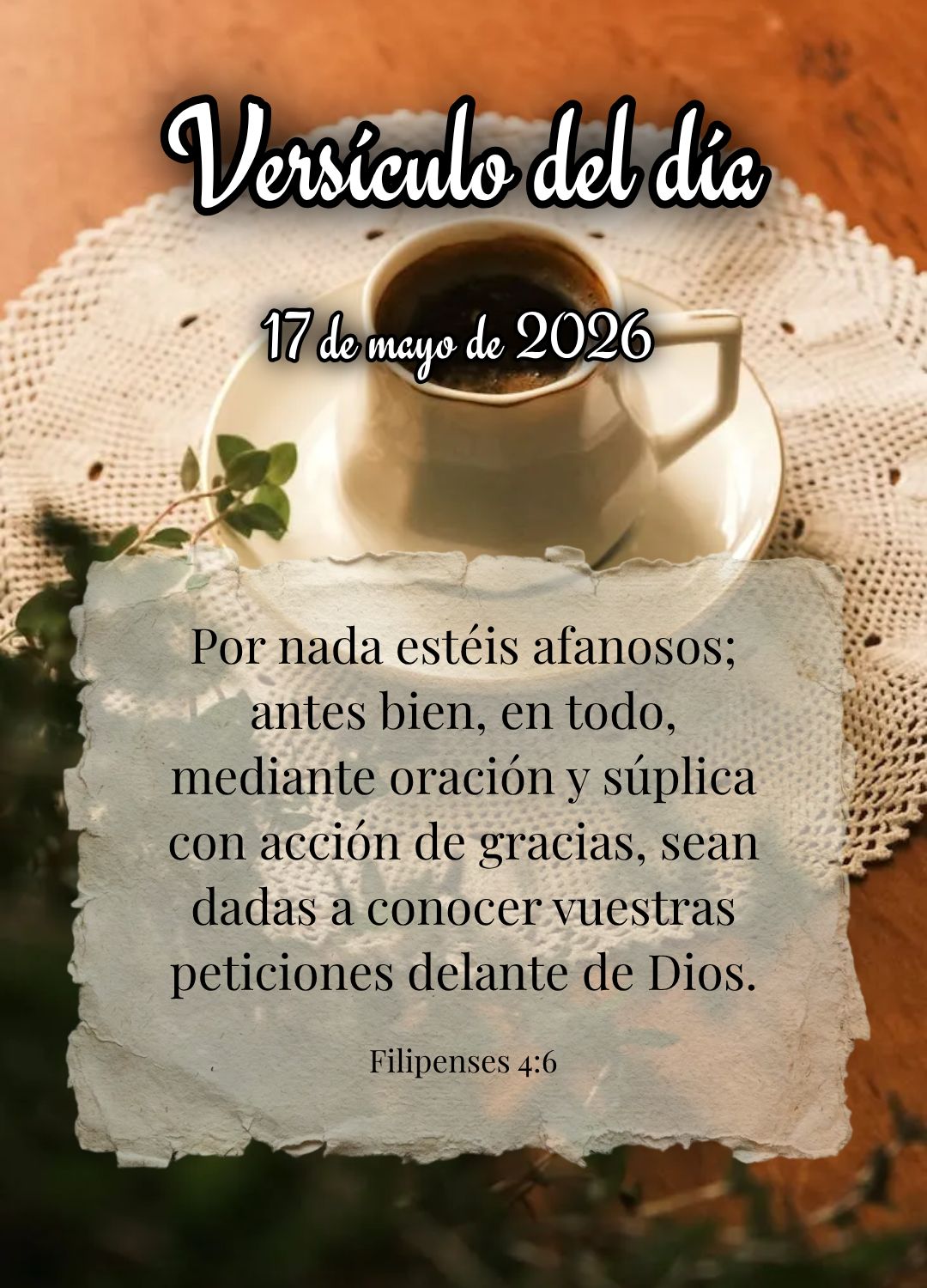 Não andeis ansiosos por coisa alguma; antes em tudo sejam os vossos pedidos conhecidos diante de Deus pela oração e súplica com ações de graças. V...