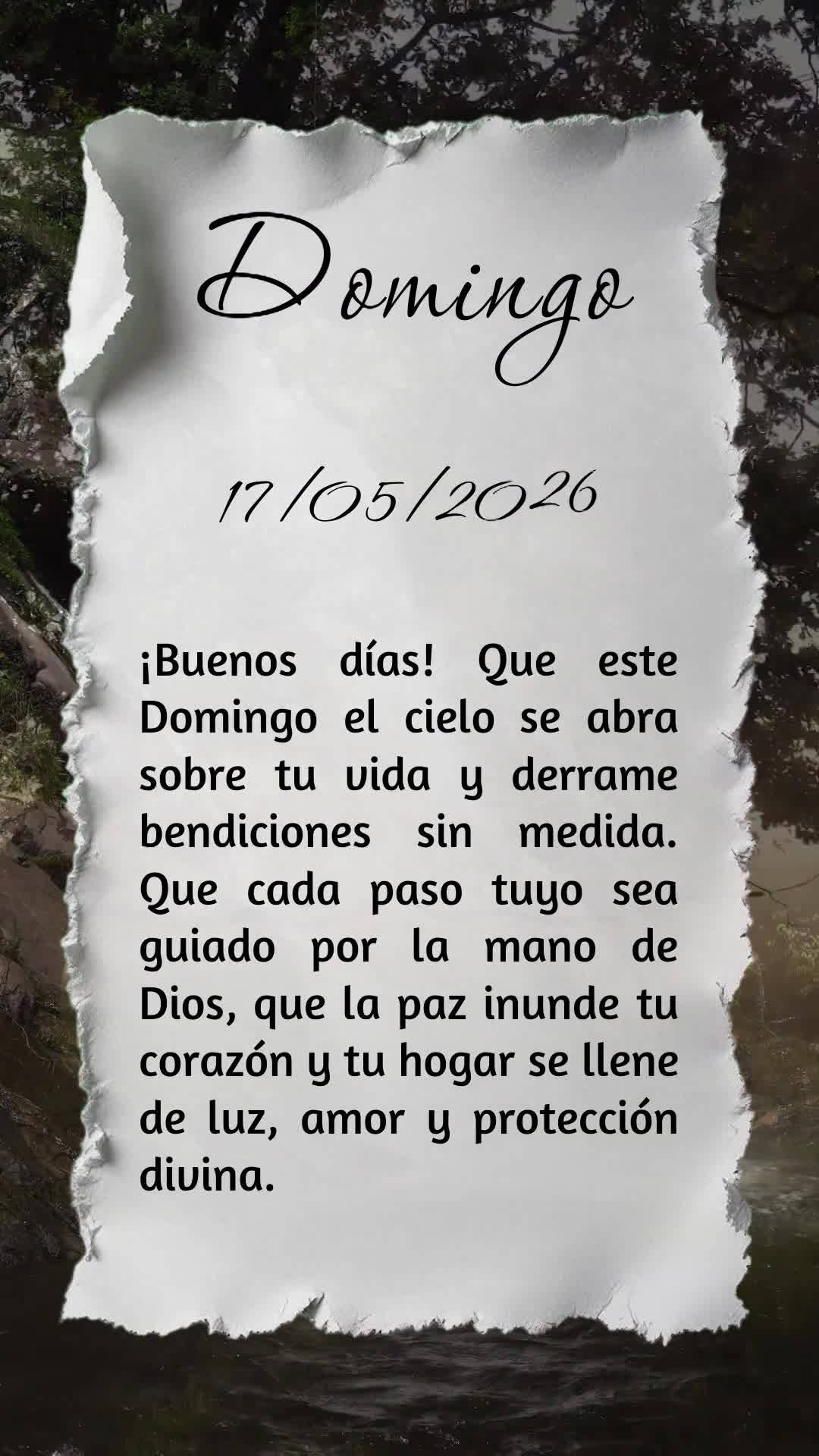 Bom dia! Que neste Domingo o céu se abra sobre sua vida e derrame bênçãos sem medida. Que cada passo seu seja guiado pela mão do Pai, que a paz inun...