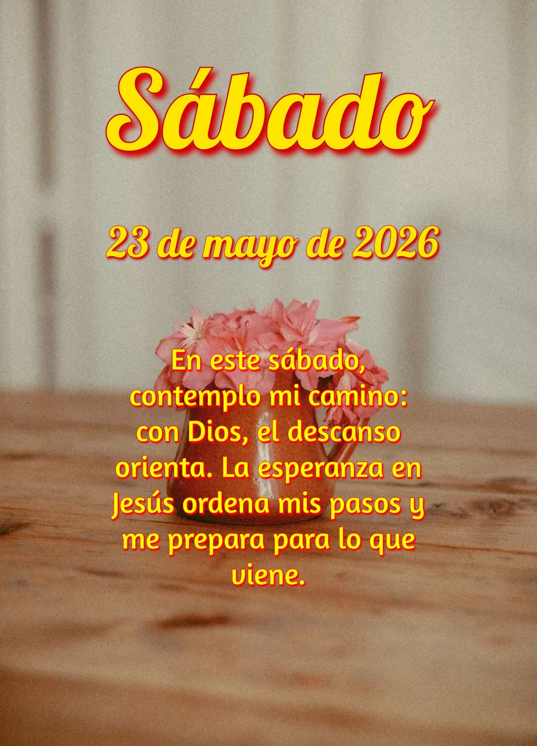 Neste sábado de descanso, eu me refugio em Ti, Deus. Acalma meu coração, renova minhas forças e prepara-me para acolher teu Espírito com alegria.
