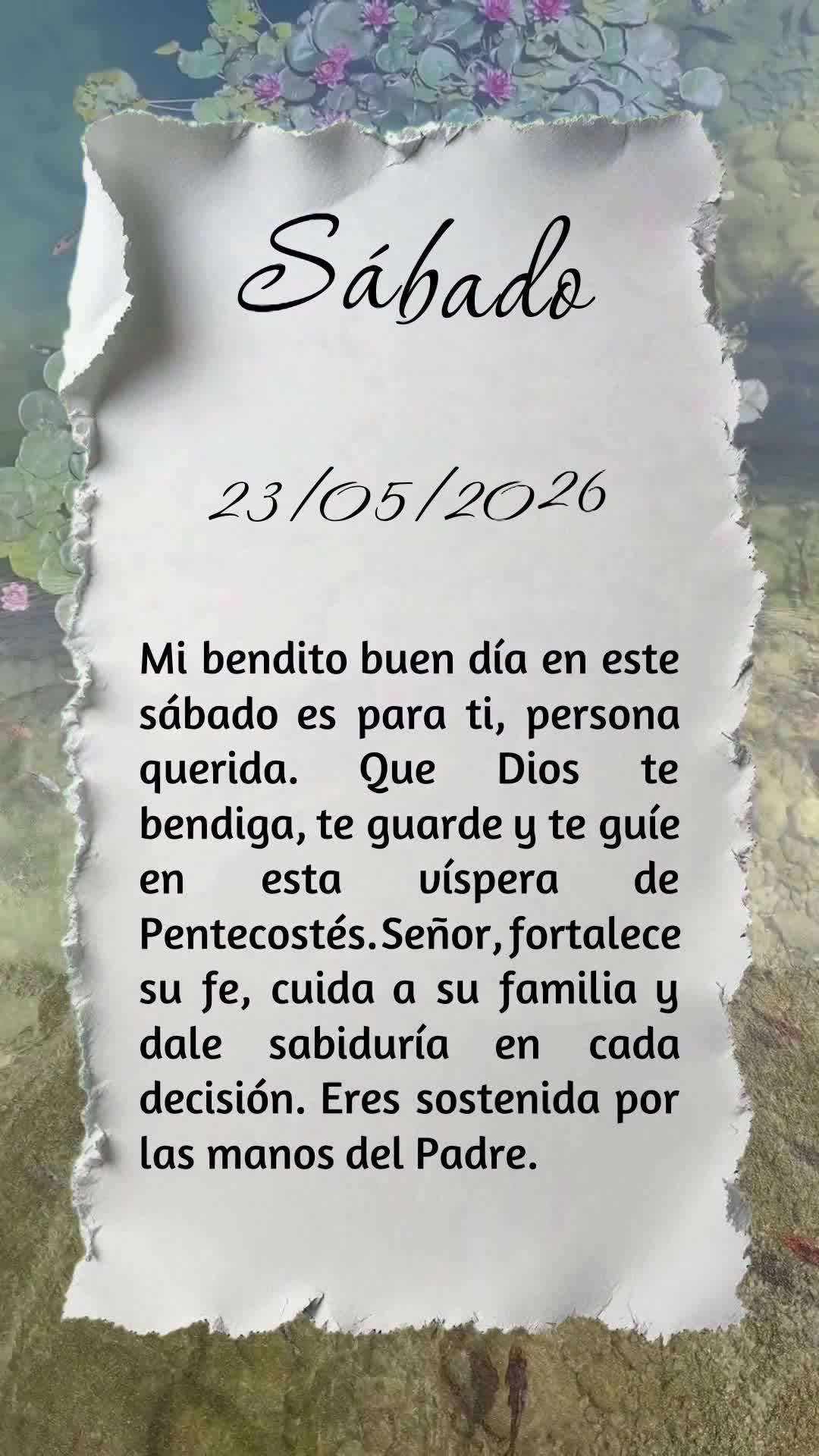 Meu bom dia especial neste sábado é para você, pessoa querida. Que Deus te abençoe, te guarde e te guie nesta véspera de Pentecostes. Senhor, fortal...